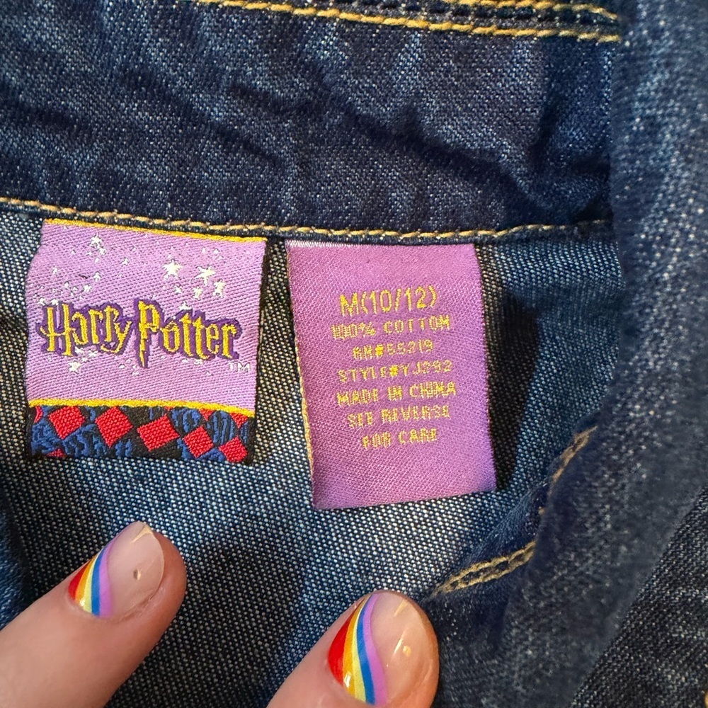 Vintage Harry Potter Denim Jacket Youth M (10โ12) | Y2K Rhinestone Golden Snitch - Picture 5 of 10